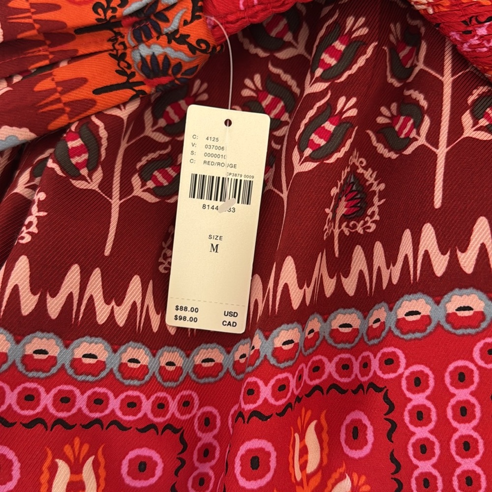 Anthropologie Ruched Wide-Leg Shorts Bohemian Red Patterned - Picture 5 of 6